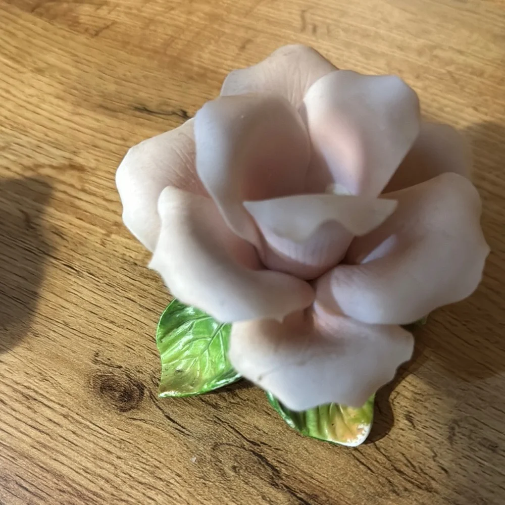 VTG 1950’S Capodimonte Glazed Porcelain Rose candle holders